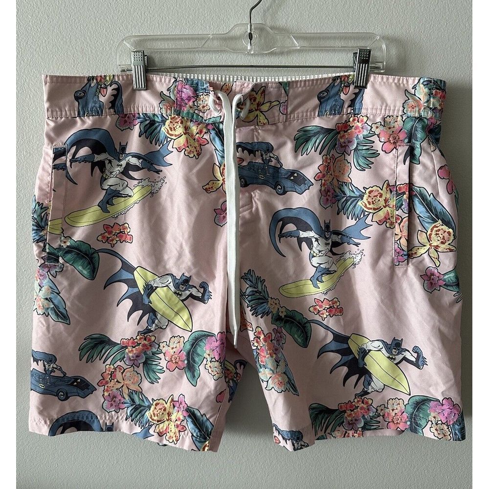 Hawaiian Batman Surfboard Swim Trunks Board Shorts Size X-Large  DC Comics